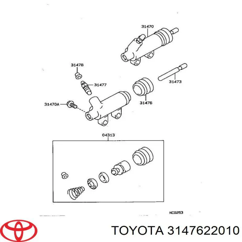 3147622010 Toyota Kit de reparação do cilindro de trabalho de embraiagem