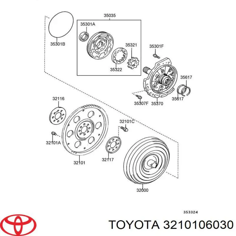 3210106030 Toyota Coroa de volante