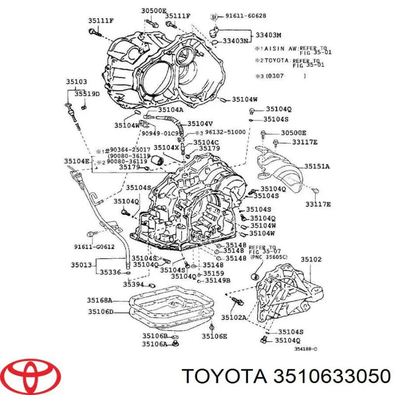 Cárter da Caixa Automática de Mudança Toyota 3510633050 preço, a partir de 82,46 USD