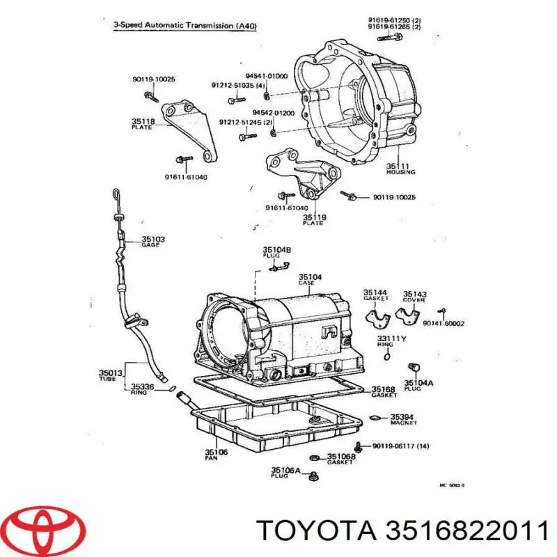 Compre 3516822011 Toyota Vedante de panela da Caixa Automática de Mudança/Caixa Mecânica de Mudança