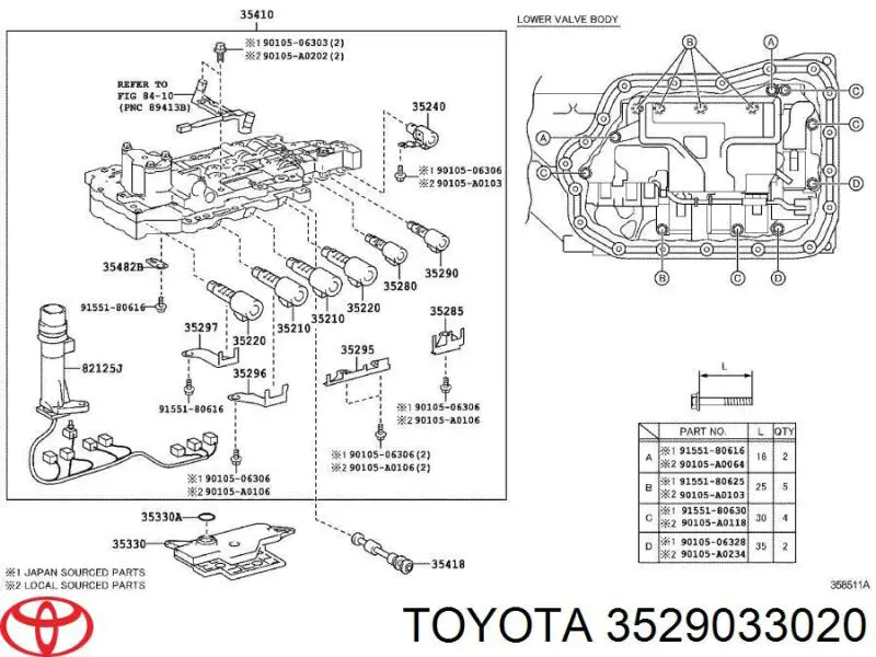 3529033020 Toyota Solenoide da Caixa Automática de Mudança