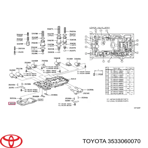 Filtro da Caixa Automática de Mudança Toyota 3533060070 preço, a partir de 28,99 USD