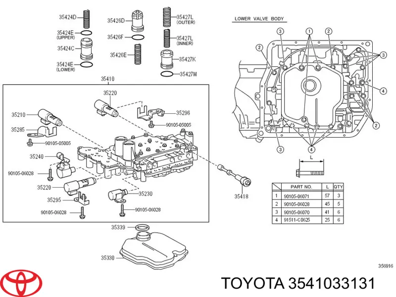 3541033131 Toyota Unidade de válvulas da Caixa Automática de Mudança