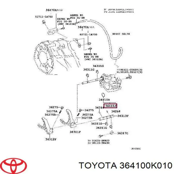 Atuador (acionador) de seleção de velocidades Toyota 364100K010 preço, a partir de 661,15 USD