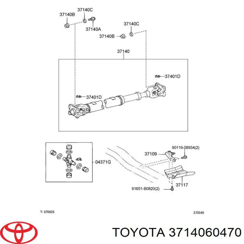 3714060470 Toyota Junta universal até o eixo dianteiro