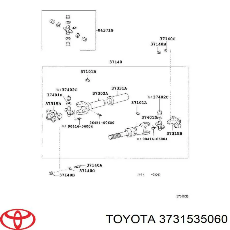 3731535060 Toyota Flange dianteiro da junta universal