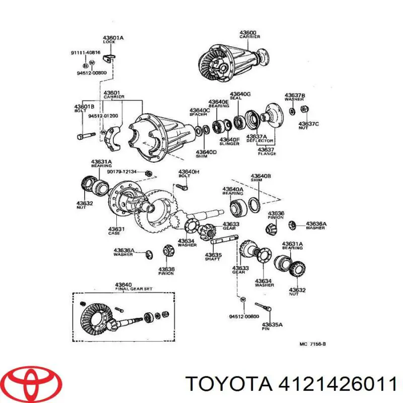 4121426011 Toyota Arruela de diferencial do eixo traseiro