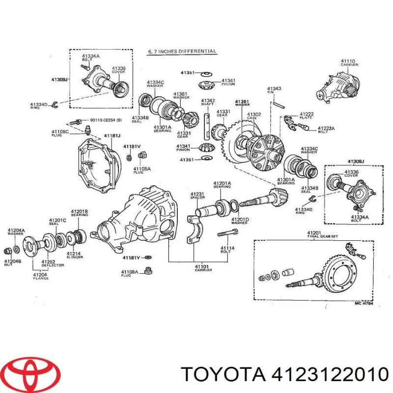 4123122010 Toyota Bucha separadora da haste do eixo traseiro