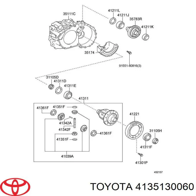 4135130060 Toyota Arruela de diferencial do eixo dianteiro