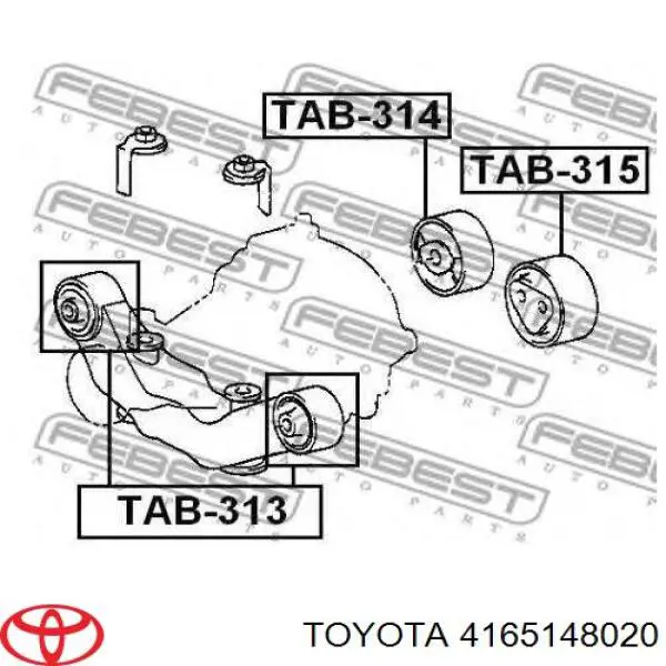 Bloco silencioso (coxim) traseiro esquerdo de redutor do eixo traseiro Toyota 4165148020 preço, a partir de 33,08 USD