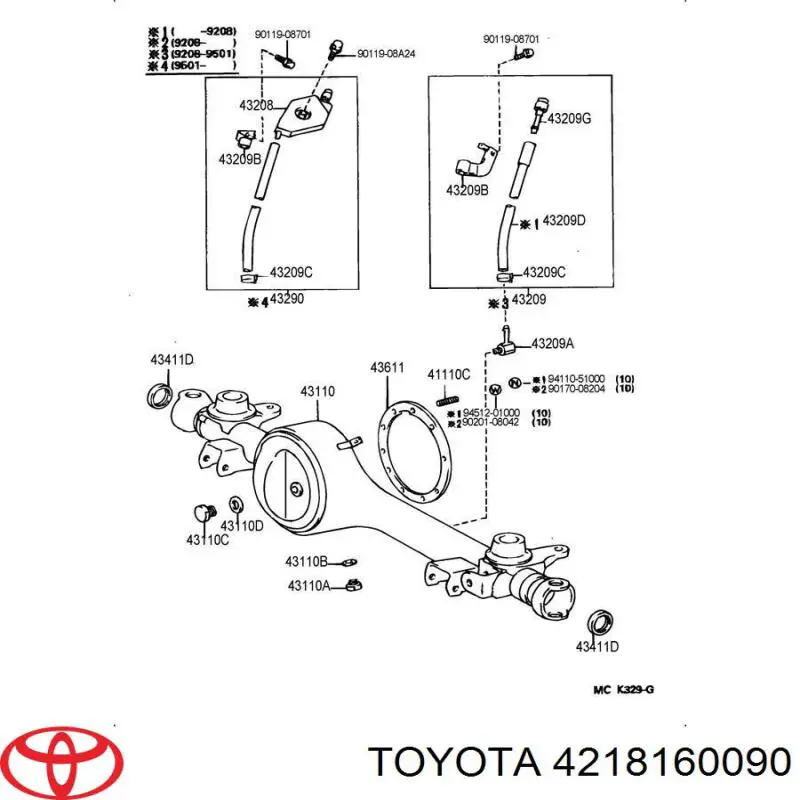 4218160090 Toyota Vedante de redutor do eixo traseiro