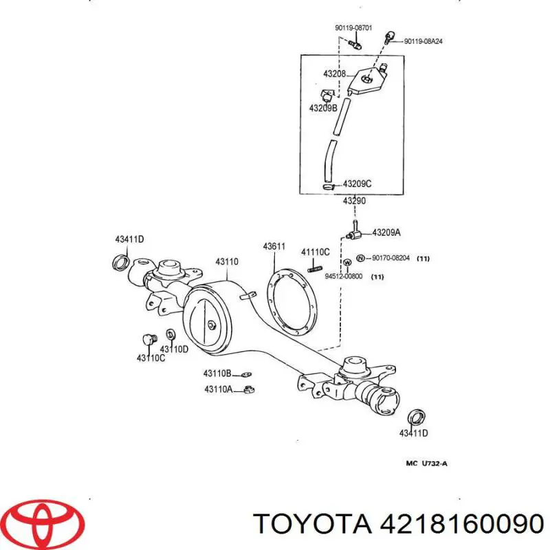 Vedante de redutor do eixo traseiro Toyota 4218160090 preço, a partir de 23,87 USD