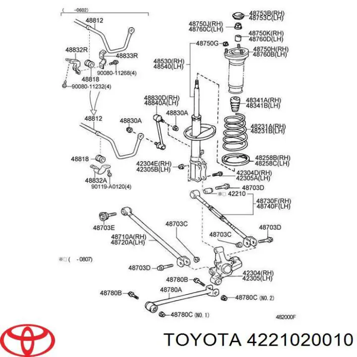 Bloco silencioso do pino de apoio traseiro Toyota 4221020010 preço, a partir de 7,38 USD