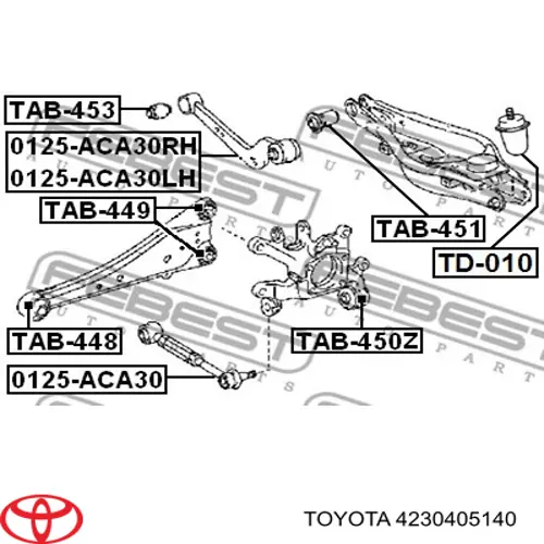 4230405140 Toyota Pino moente (extremidade do eixo) traseiro direito