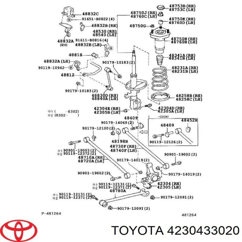 Pino moente (extremidade do eixo) traseiro direito Toyota 4230433020 preço, a partir de 584,78 USD