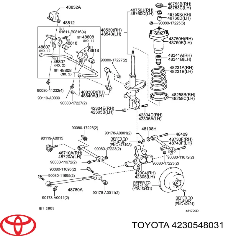 Compre 4230548031 Toyota Pino moente (extremidade do eixo) traseiro esquerdo