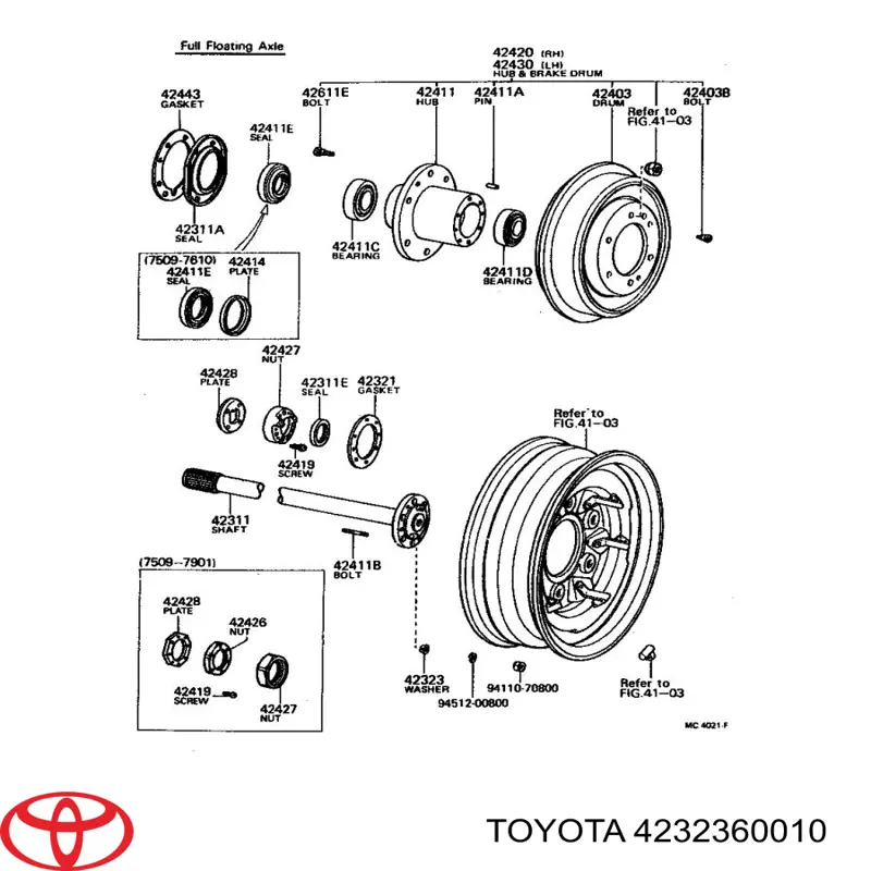 4232360010 Toyota Anel de travagem de rolamento de cubo dianteiro