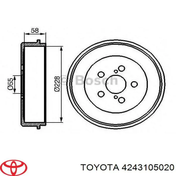 4243105020 Toyota Tambor do freio traseiro