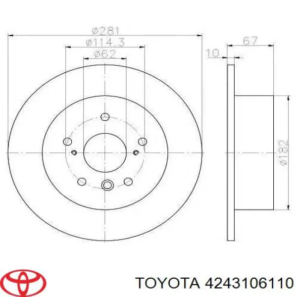 4243106110 Toyota Disco do freio traseiro