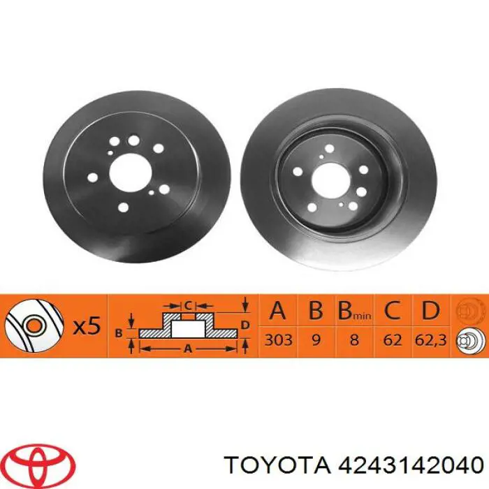 4243142040 Toyota Disco do freio traseiro