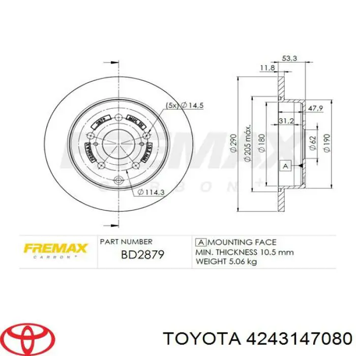 Compre 4243147080 Toyota Disco do freio traseiro