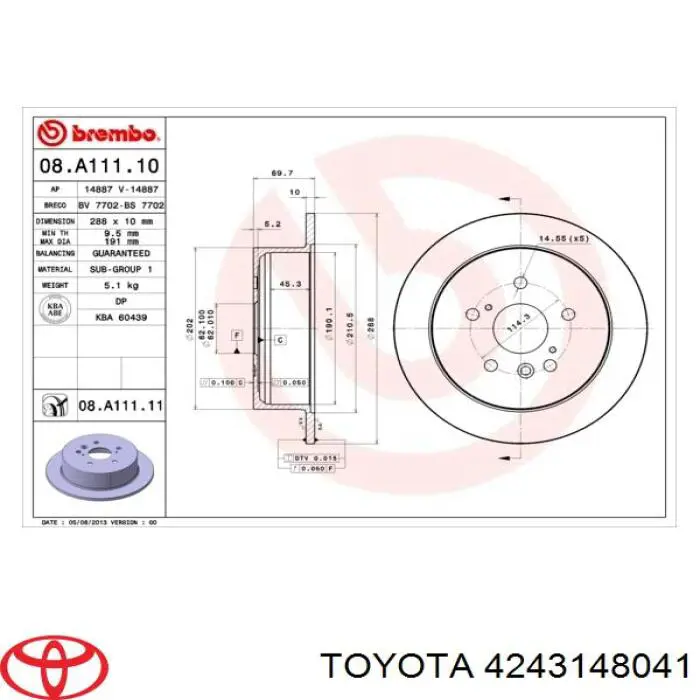 Disco do freio traseiro Toyota 4243148041 preço, a partir de 70,67 USD