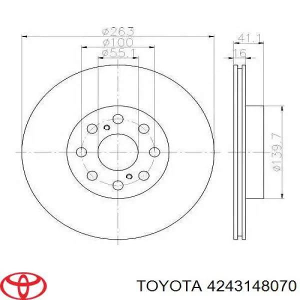 4243148070 Toyota Disco do freio traseiro