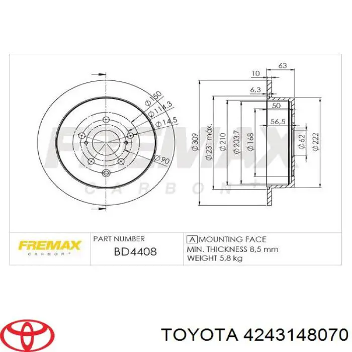 Compre 4243148070 Toyota Disco do freio traseiro