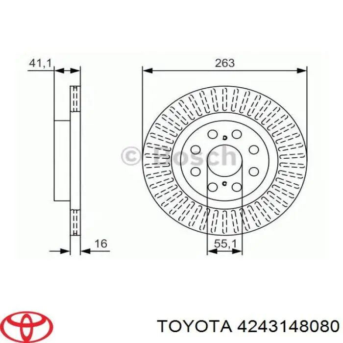 4243148080 Toyota Disco do freio traseiro