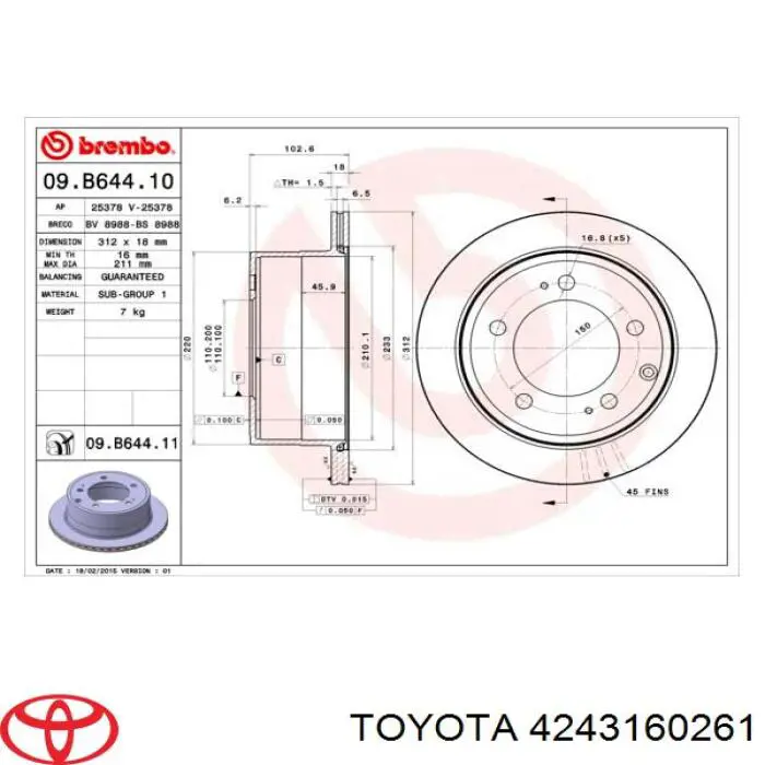Disco do freio traseiro Toyota 4243160261 preço, a partir de 75,74 USD