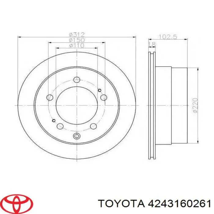 Disco do freio traseiro 4243160261 Toyota