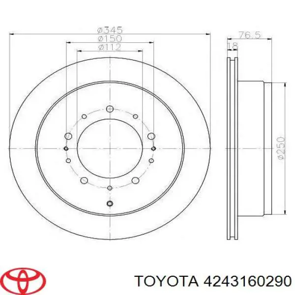 4243160290 Toyota Disco do freio traseiro