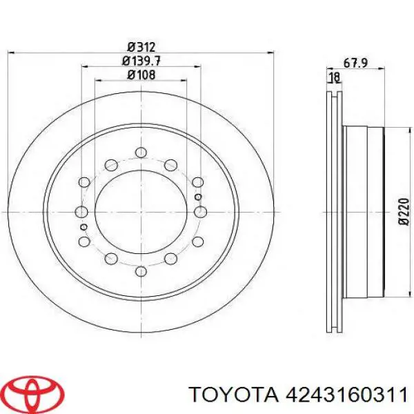 Disco do freio traseiro Toyota 4243160311 preço, a partir de 51,73 USD