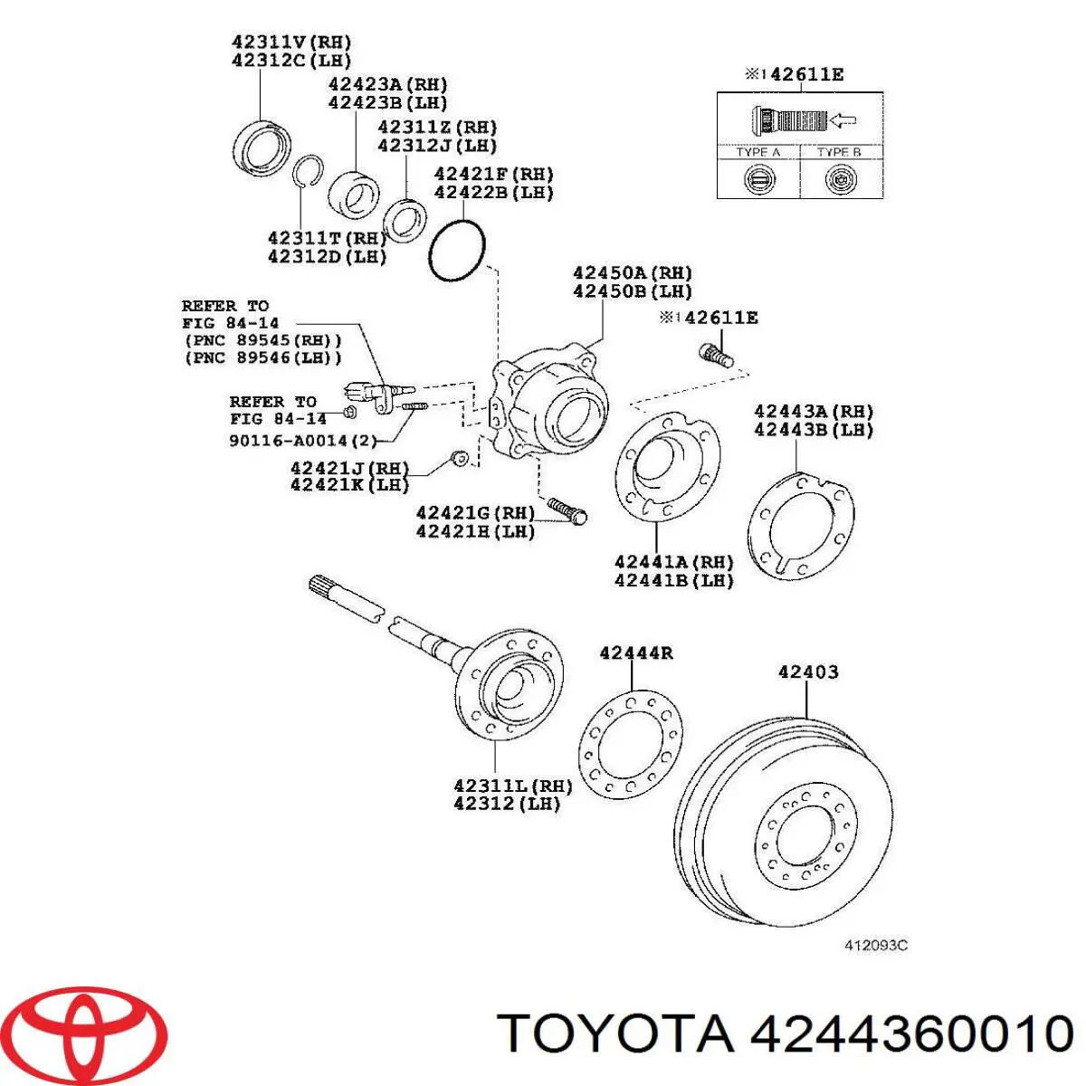Vedante do flange de extremidade do eixo Toyota 4244360010 preço, a partir de 3,75 USD