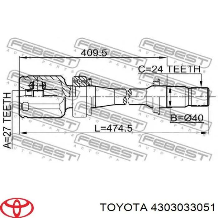 4303033051 Toyota Junta homocinética interna dianteira direita