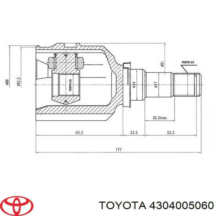 Junta homocinética interna dianteira Toyota 4304005060 preço, a partir de 54,35 USD