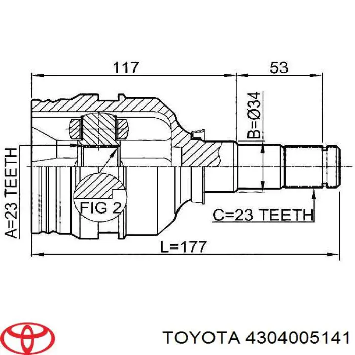 Junta homocinética interna dianteira esquerda Toyota 4304005141 preço, a partir de 77,71 USD
