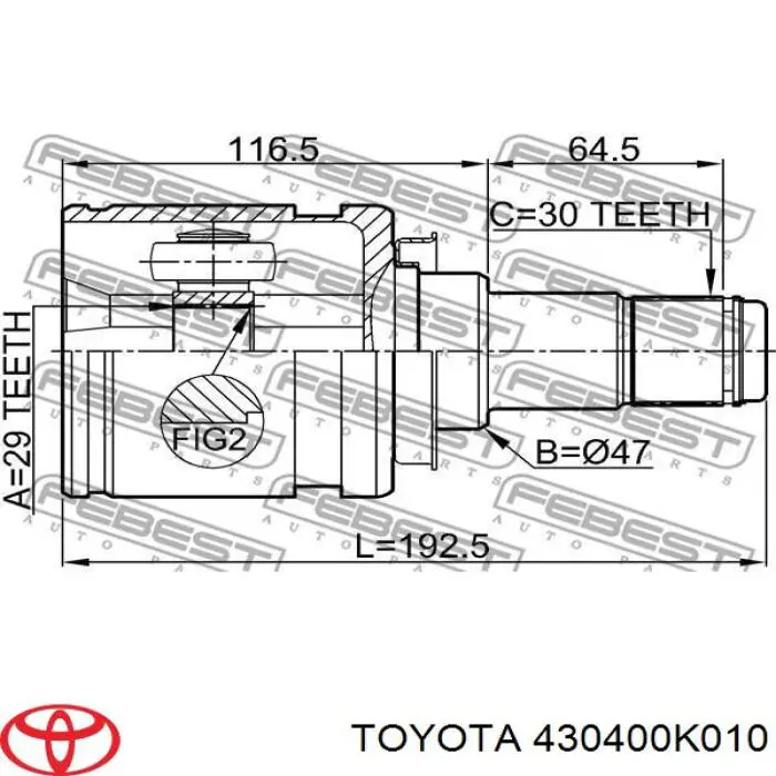 Compre 430400K010 Toyota Junta homocinética interna dianteira