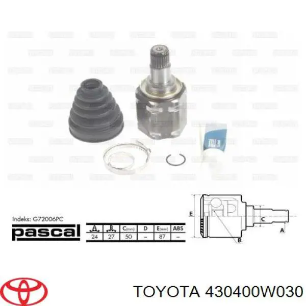 Junta homocinética interna dianteira esquerda Toyota 430400W030 preço, a partir de 59,20 USD