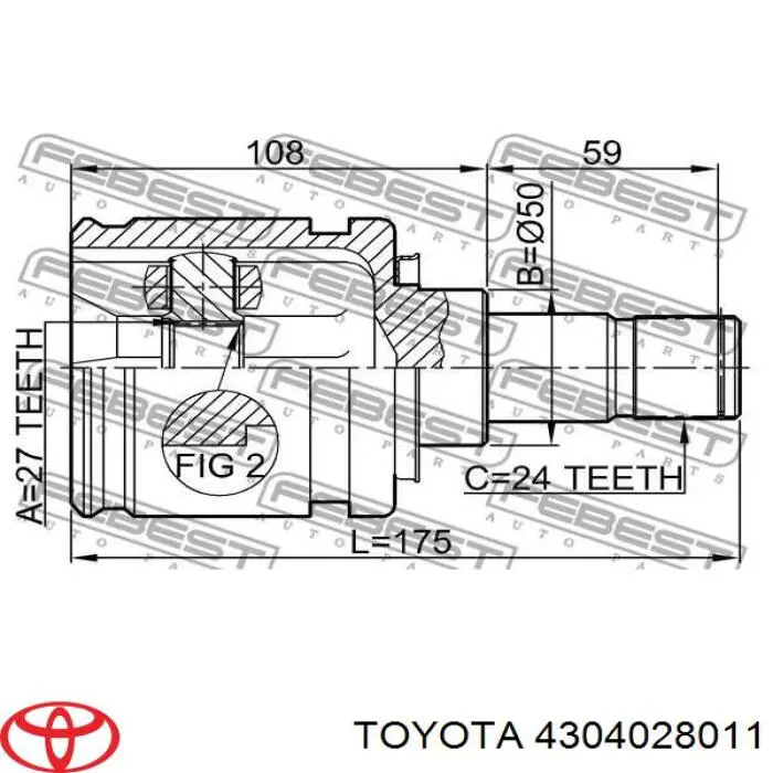 4304028011 Toyota Junta homocinética interna dianteira esquerda