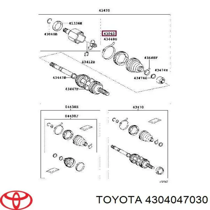 4304047030 Toyota Junta homocinética interna dianteira esquerda