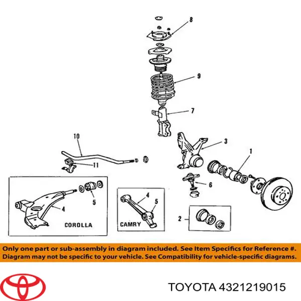 Pino moente (extremidade do eixo) dianteiro esquerdo Toyota 4321219015 preço, a partir de 101,55 USD