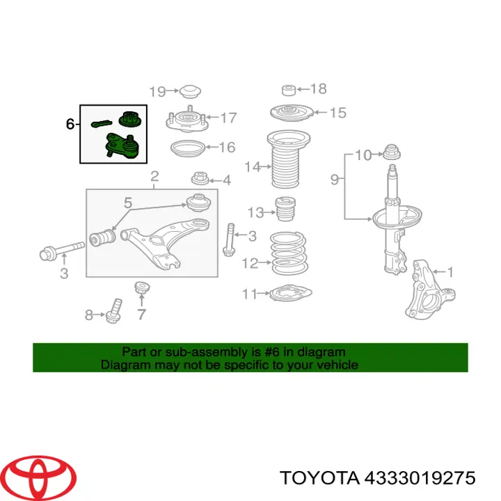 4333019275 Toyota Suporte de esfera inferior
