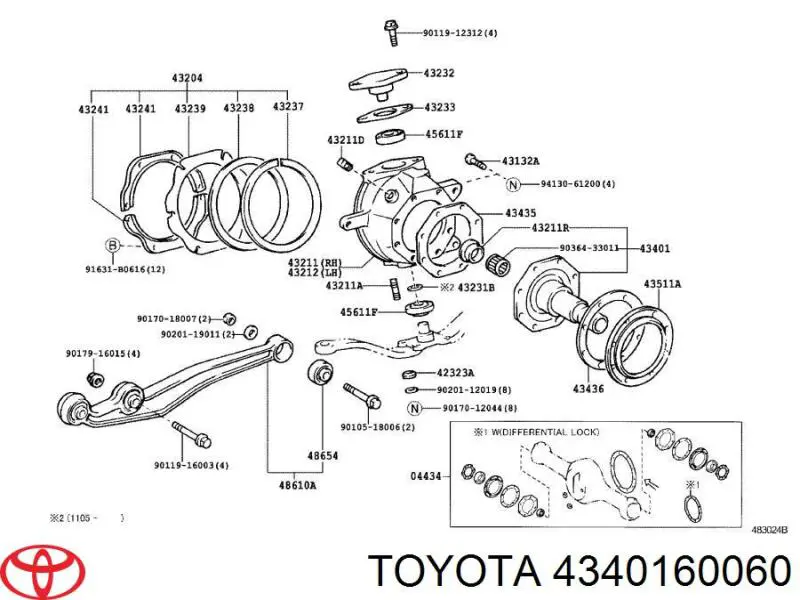 Compre 4340160060 Toyota Pino moente (extremidade do eixo) dianteiro