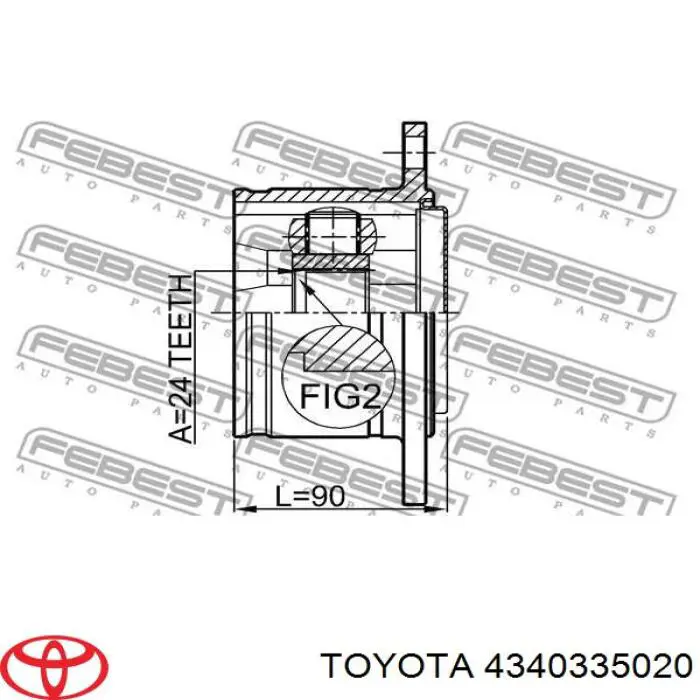 Junta homocinética interna dianteira Toyota 4340335020 preço, a partir de 159,49 USD