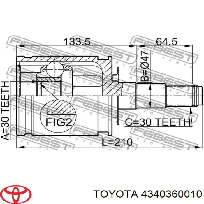 Junta homocinética interna dianteira Toyota 4340360010 preço, a partir de 62,52 USD