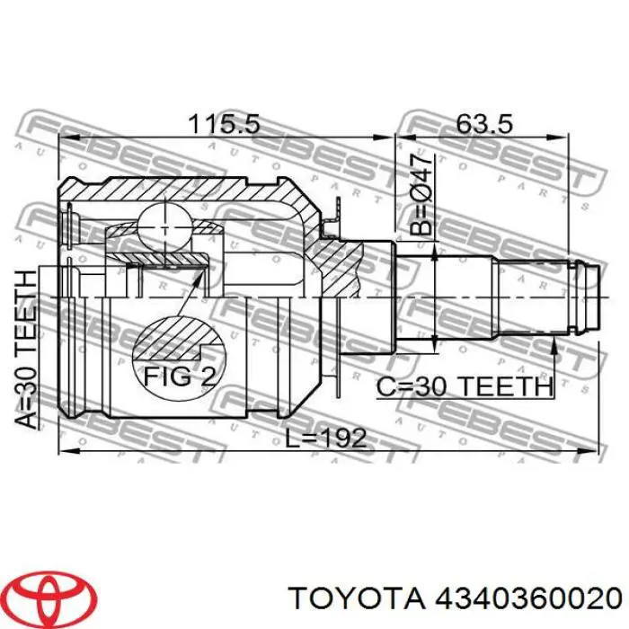 Compre 4340360020 Toyota Junta homocinética interna dianteira