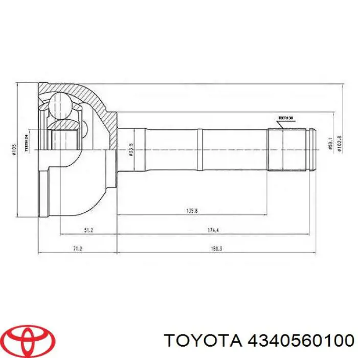 Compre 4340560100 Toyota Junta homocinética externa dianteira