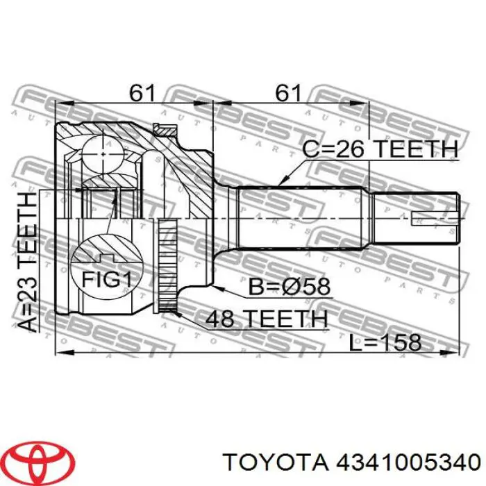 Semieixo (acionador) dianteiro direito Toyota 4341005340 preço, a partir de 80,16 USD