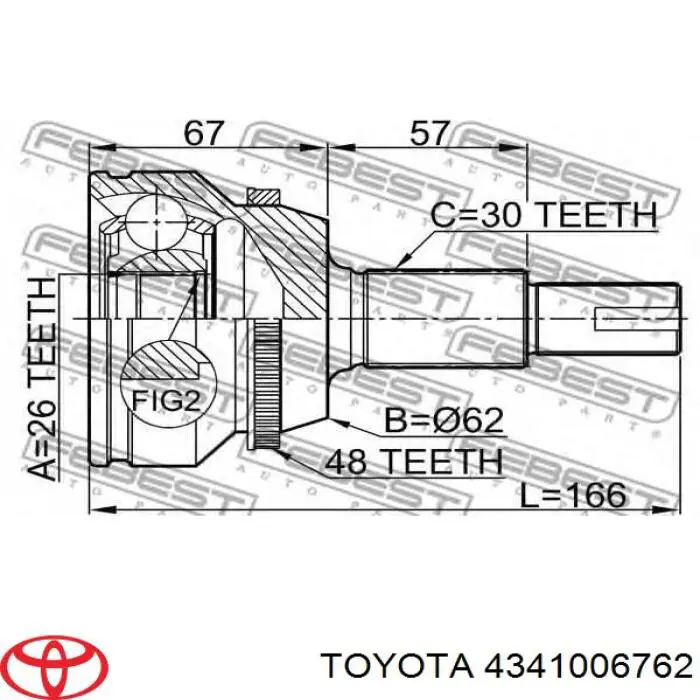 Semieixo (acionador) dianteiro direito Toyota 4341006840 preço, a partir de 196,86 USD